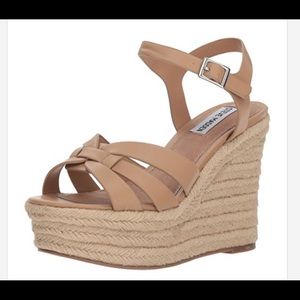 COPY - Steve Madden tan nude open toe platform wedge espadrilles talula